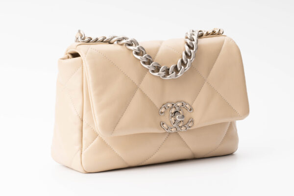 Chanel19 Medium Beige Calf Skin Mixed hardware Luxury Shopping