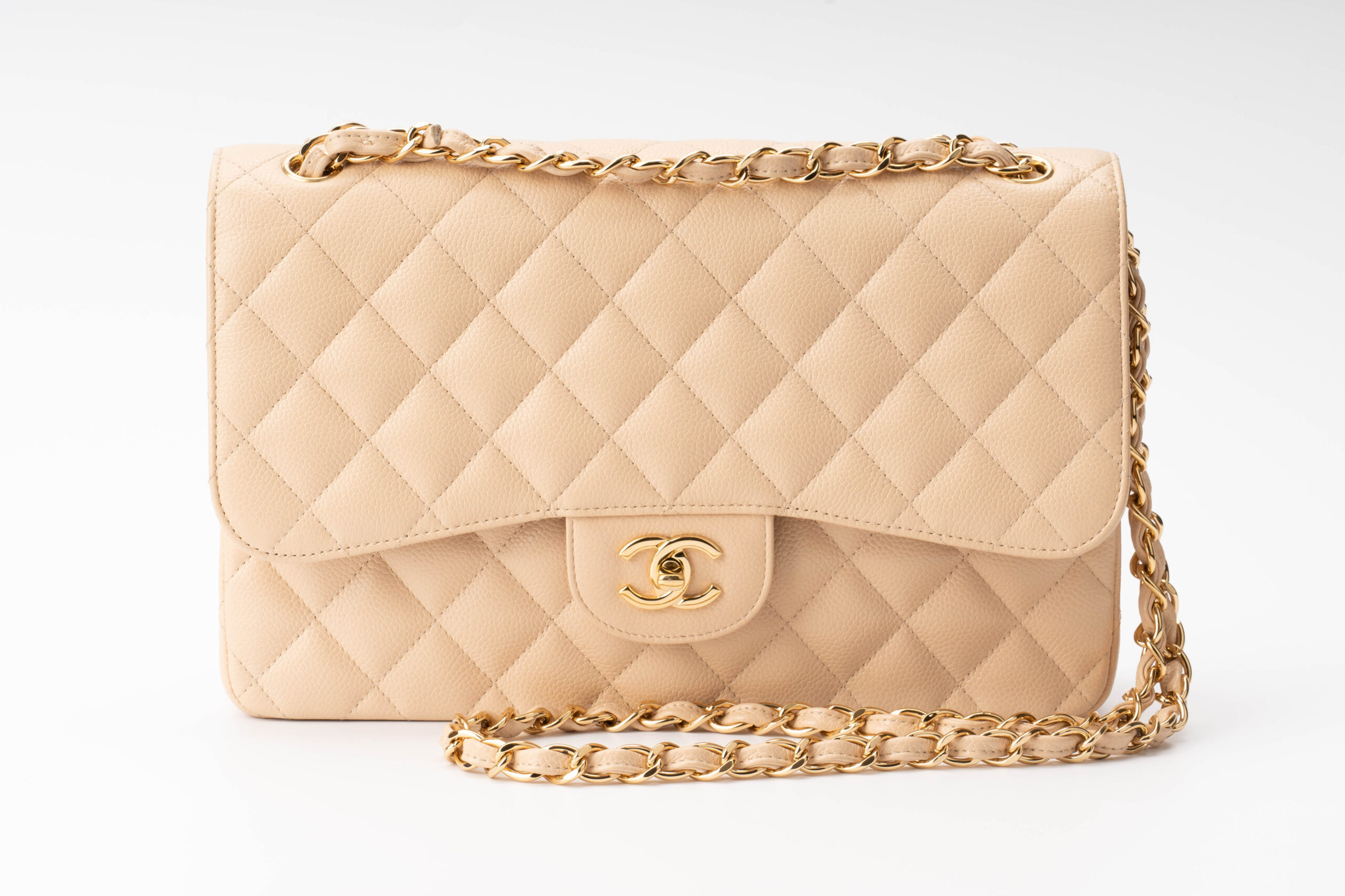 Chanel-Jumbo-Caviar-Beige-CLAI-Gold-11