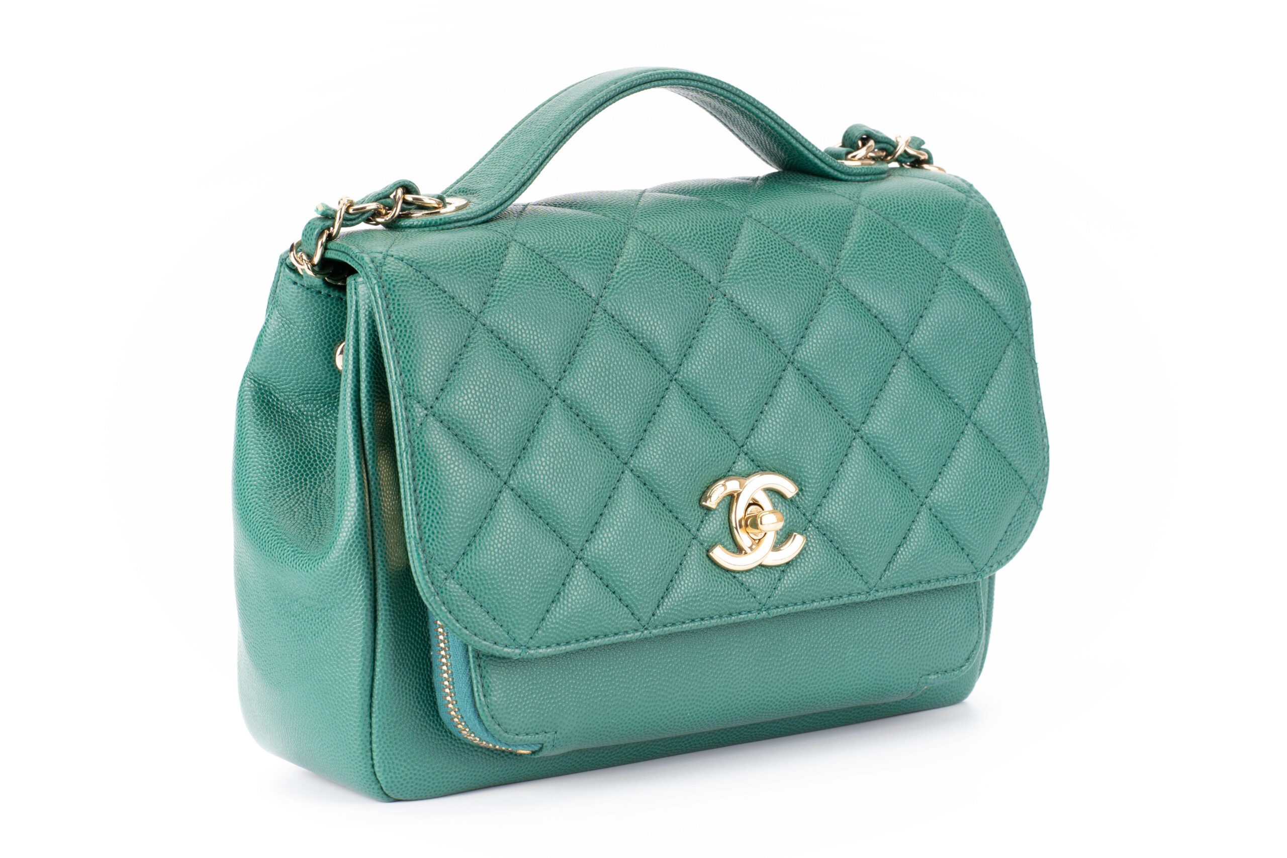 Chanel Business Affinity Small Caviar Green - Luxury Shopping