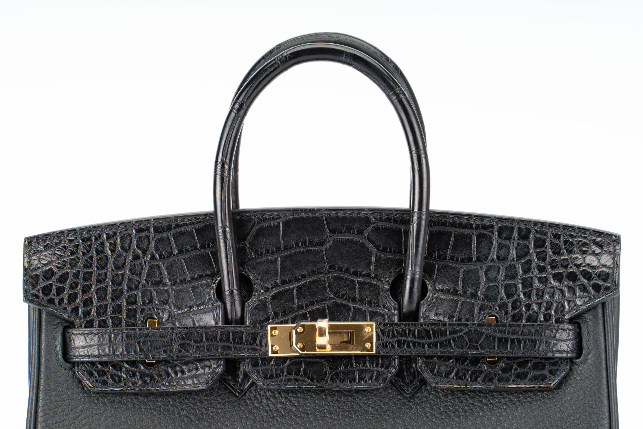 Hermes Birkin 25 Touch Black Matte Mississippensis Alligator and Togo