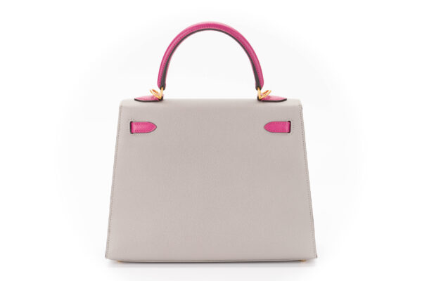 Hermès Kelly 25 HSS Sellier Epsom Gris Mouette/Magnolia Brushed