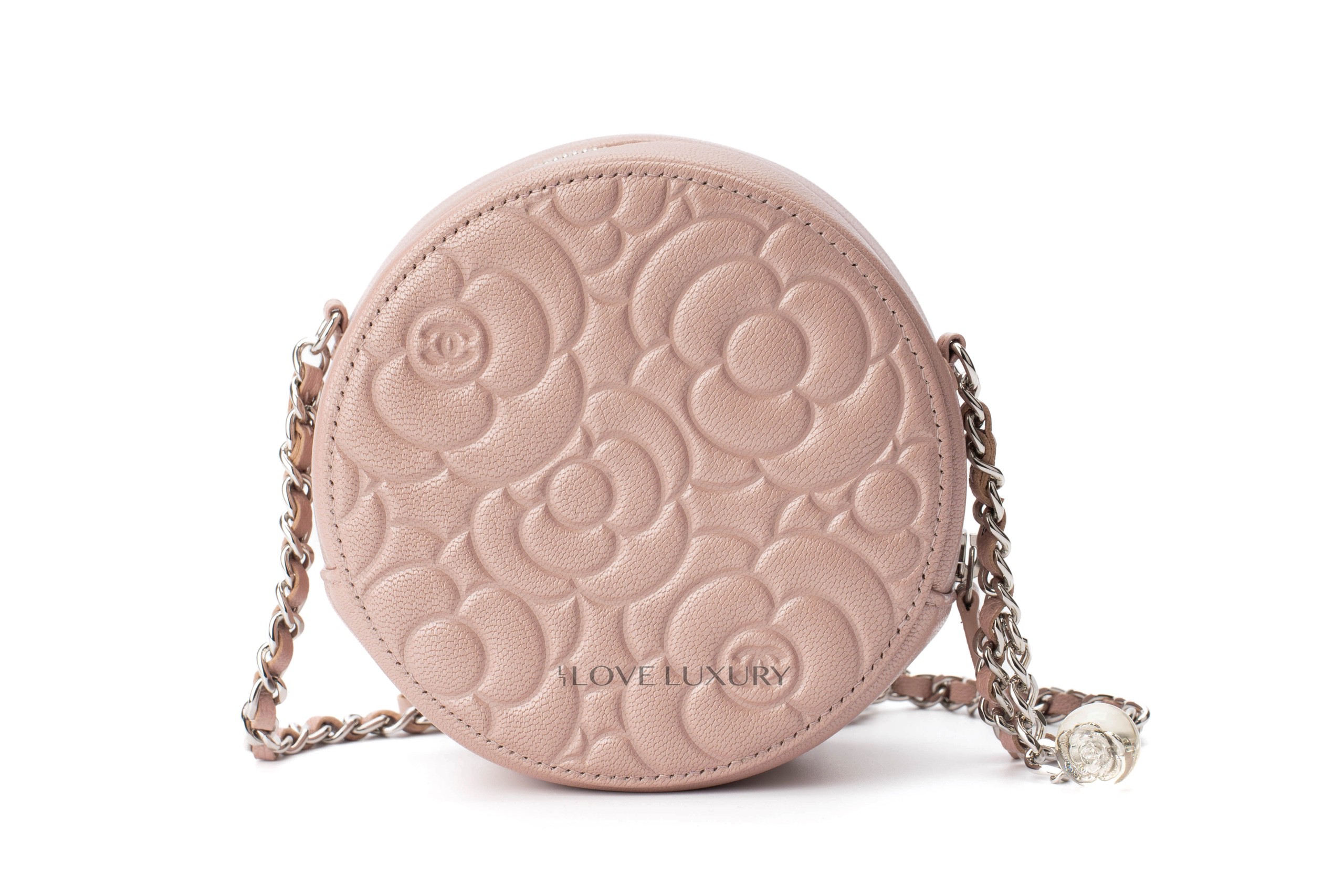 Chanel Camellia Quilted Round Mini Pouch