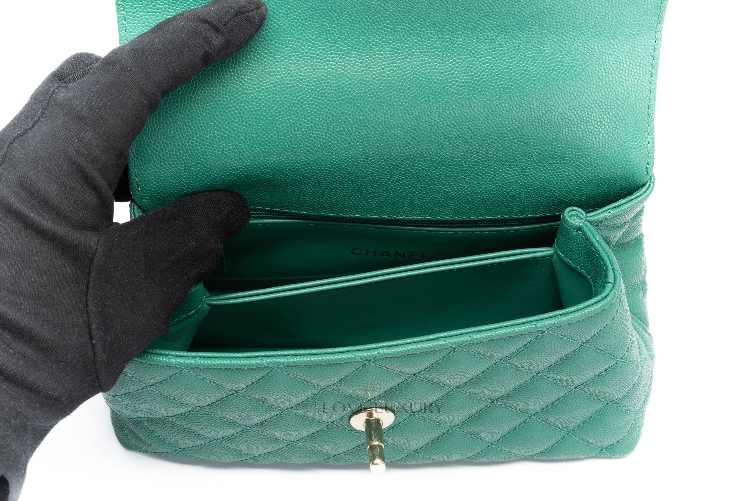 Chanel-Small-Coco-Handle-Quilted-Caviar-Emerald-Champagne-Hardware-11