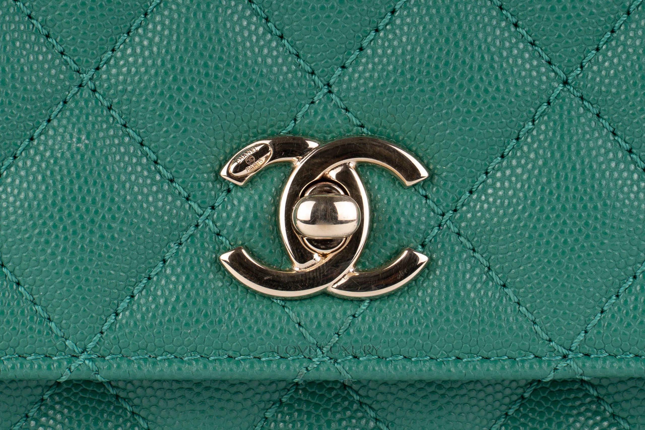 Chanel Turquoise (17C) Medium Caviar Double Flap Bag