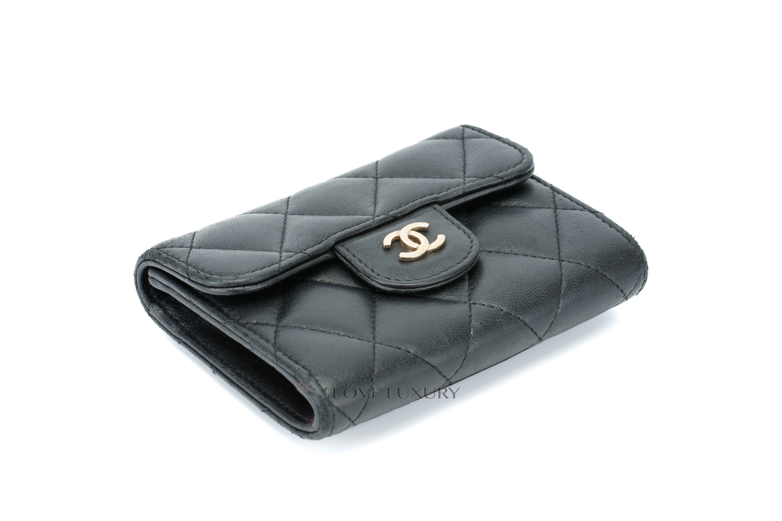 Chanel Classic Flap Card Purse in Black Caviar with Gold Hardware - SOLD