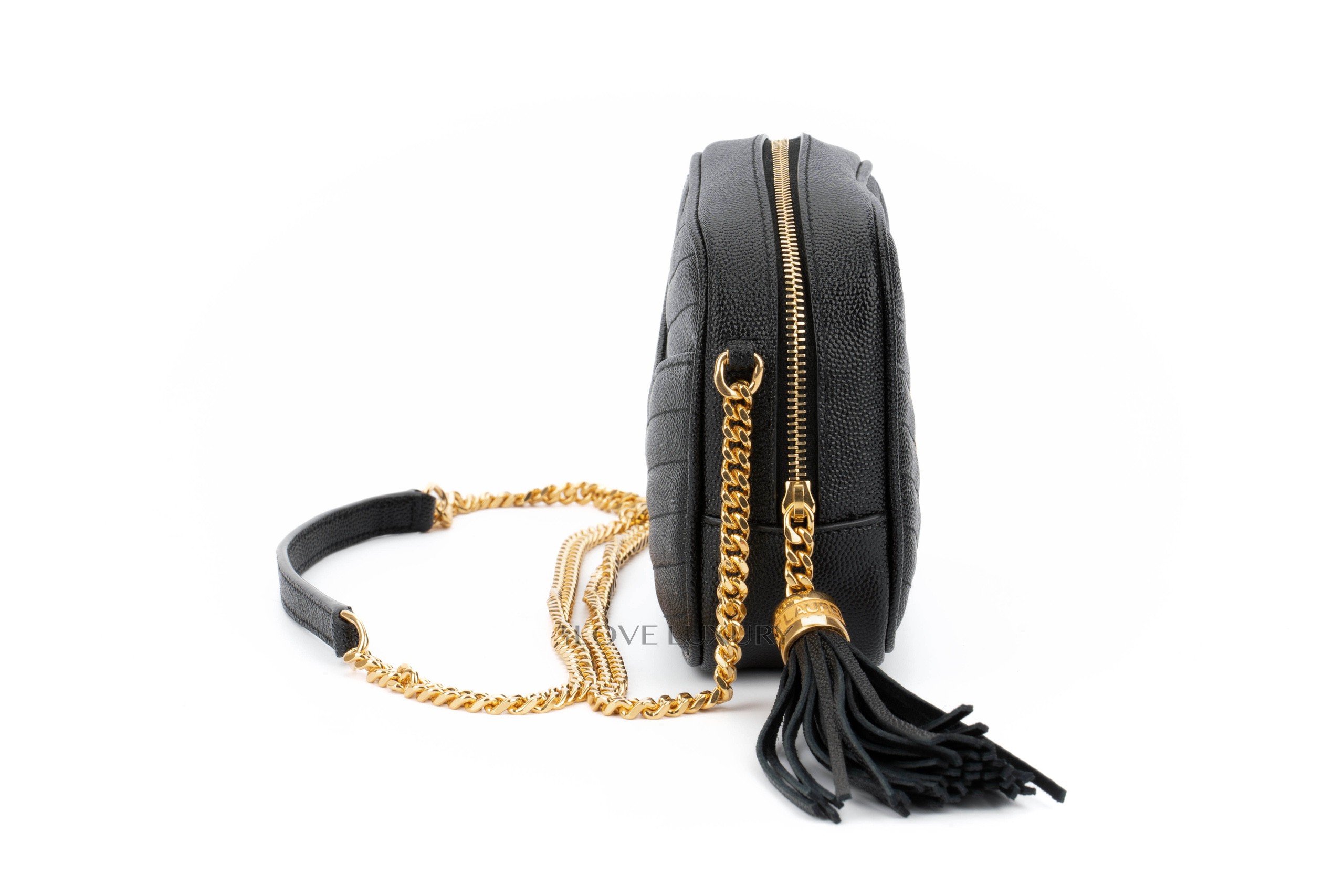 YSL Mini Camera Bag Black Quilted Embossed Luxury Shopping