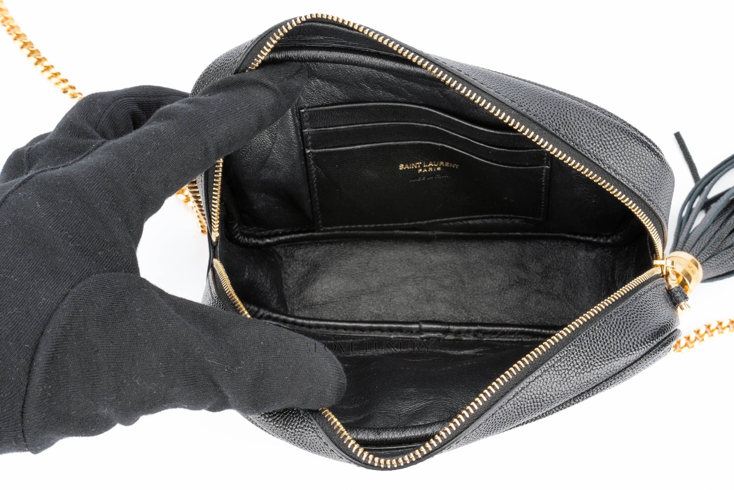 YSL Mini Camera Bag Black Quilted Embossed Luxury Shopping