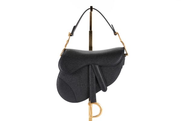 Dior Mini Saddle Bag Black Grained Calfskin Luxury Shopping