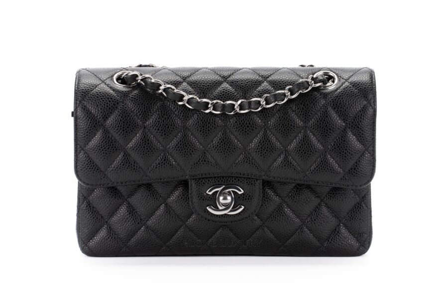 Chanel Small Classic Flap Caviar Black Silver Hardware - Luxury