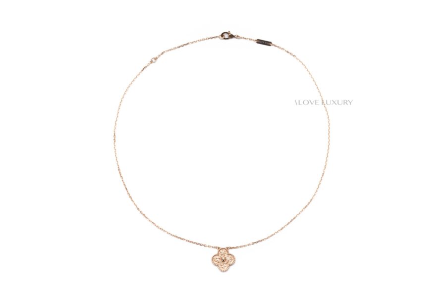 Van Cleef & Arpels Vintage Alhambra Hammered Rose Gold Pendant Luxury