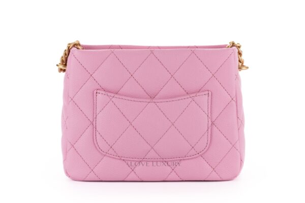 Chanel Mini Pear Crush Pink Caviar Hobo Bag Gold Hardware Luxury