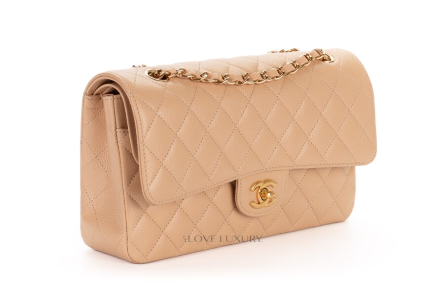 Chanel Medium Classic Flap Caviar Beige Claire Ghw Luxury Shopping