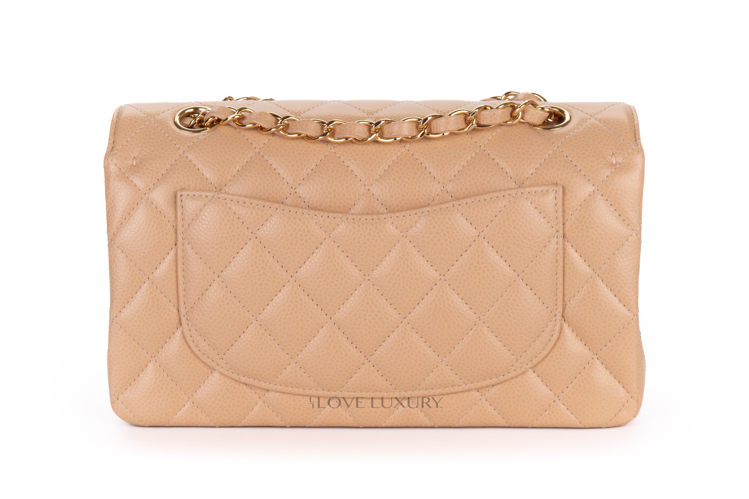 Chanel Small Classic Flap Beige Claire Caviar Gold Hardware - Luxury  Shopping