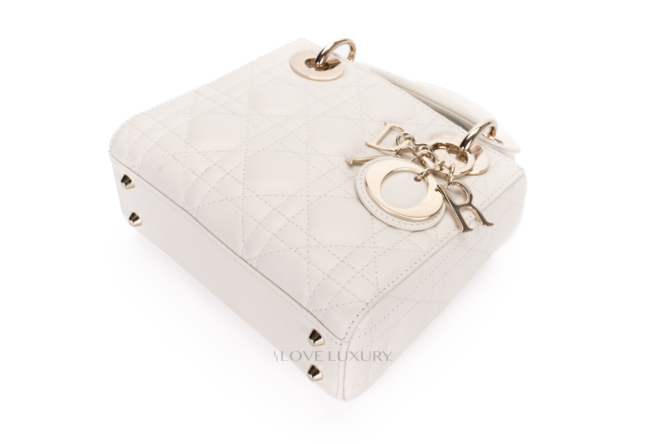 Dior-Mini-Lady-Dior-White-Lambskin-Gold-Hardware-11