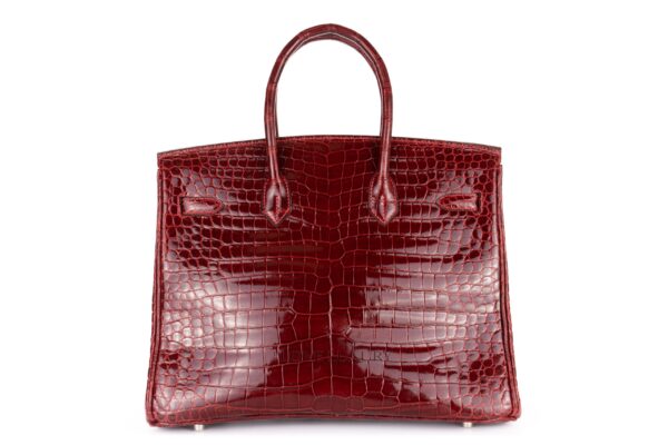 Hermès Birkin 35 Bordeaux Shiny Porosus Crocodile Palladium
