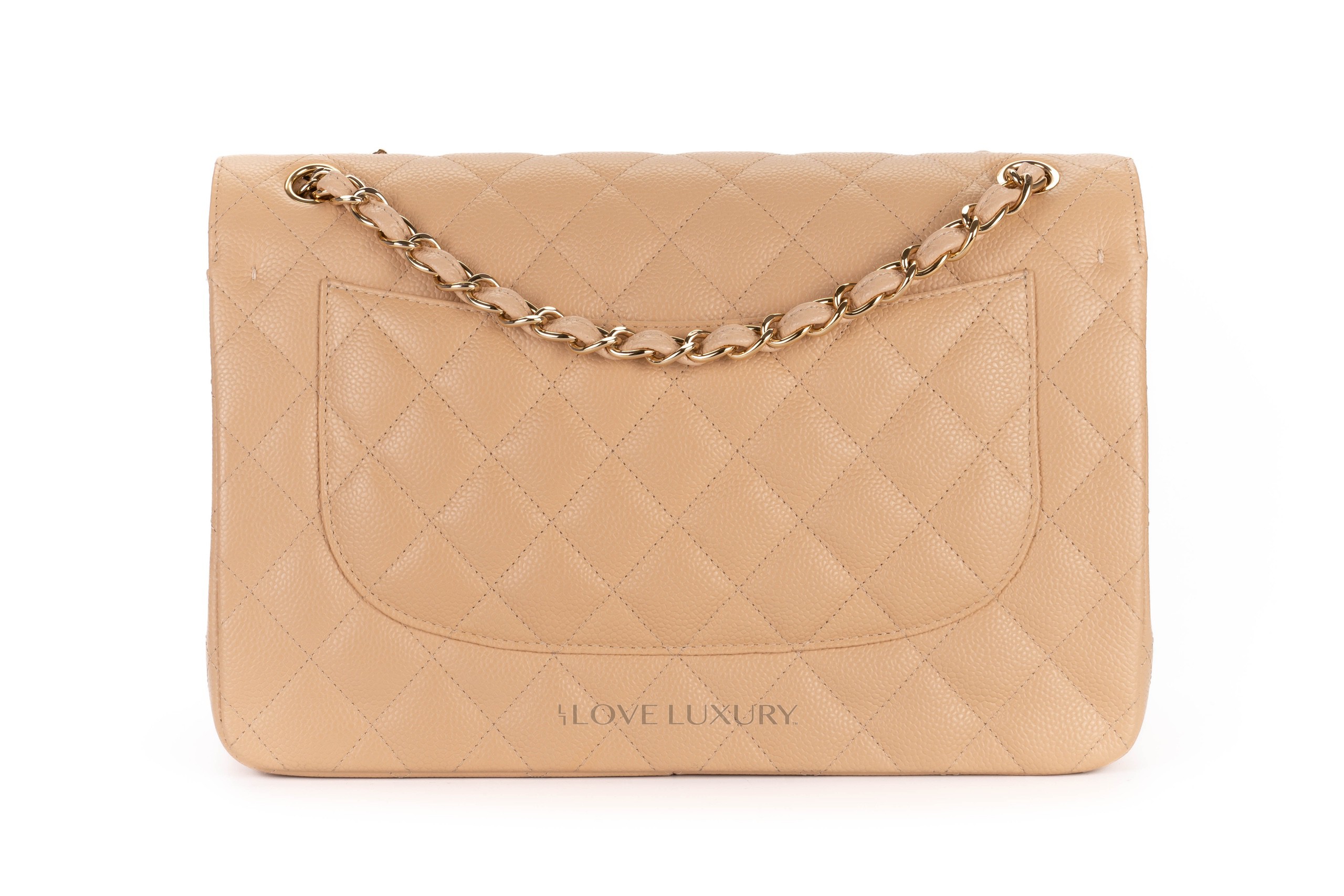 Chanel Jumbo Classic Flap Caviar Beige Claire Gold Hardware Luxury Shopping