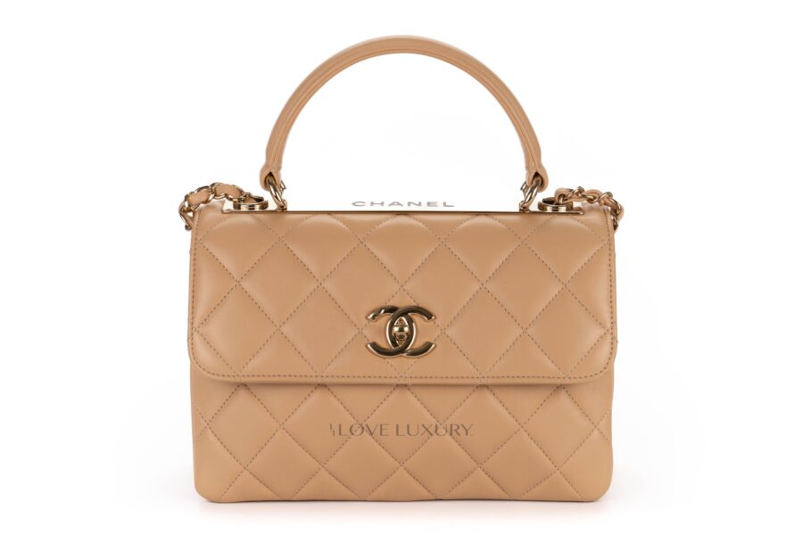Chanel Large Trendy CC Beige Lambskin Gold Hardware - Luxury Shopping