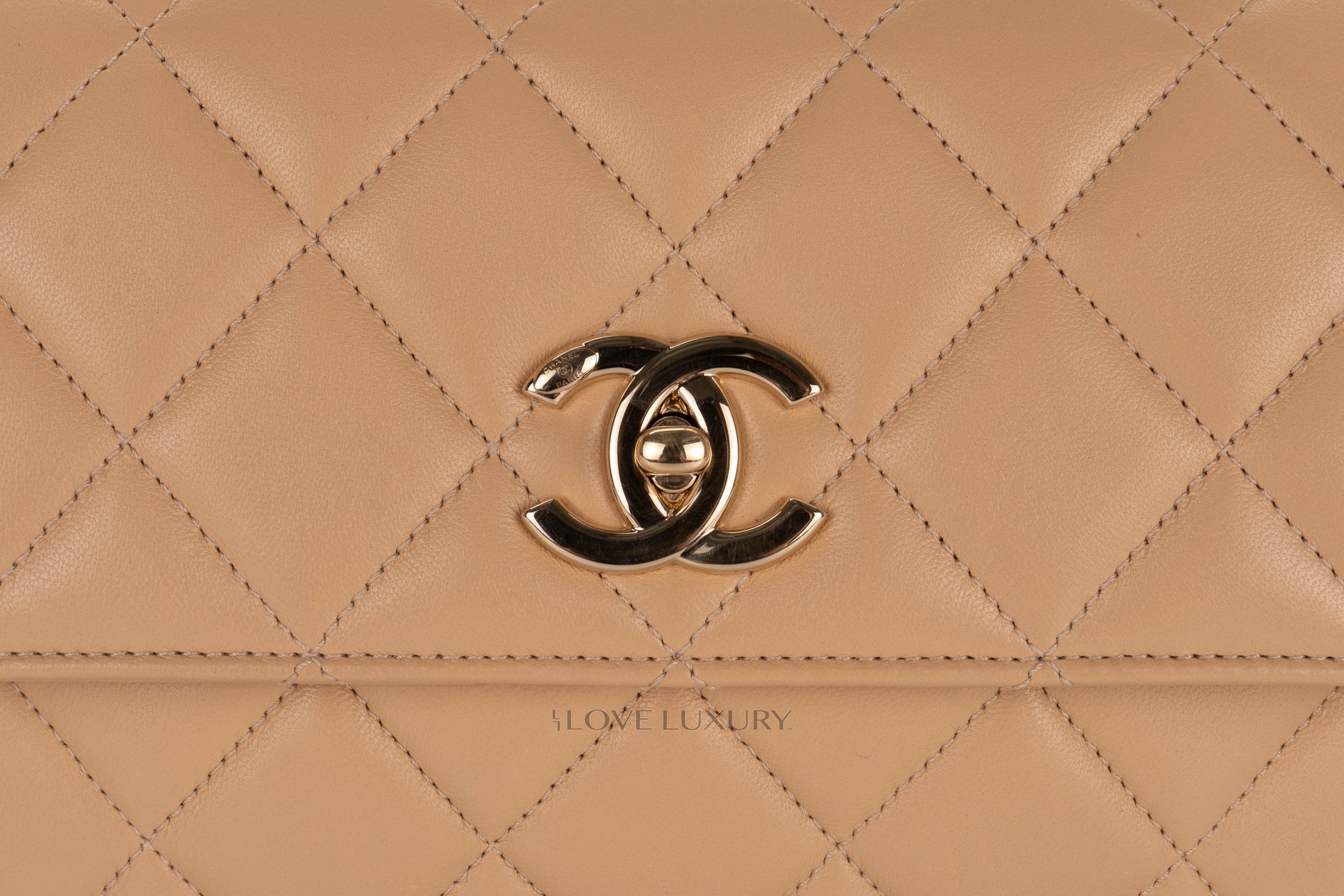 Chanel Large Trendy CC Beige Lambskin Gold Hardware - Luxury Shopping