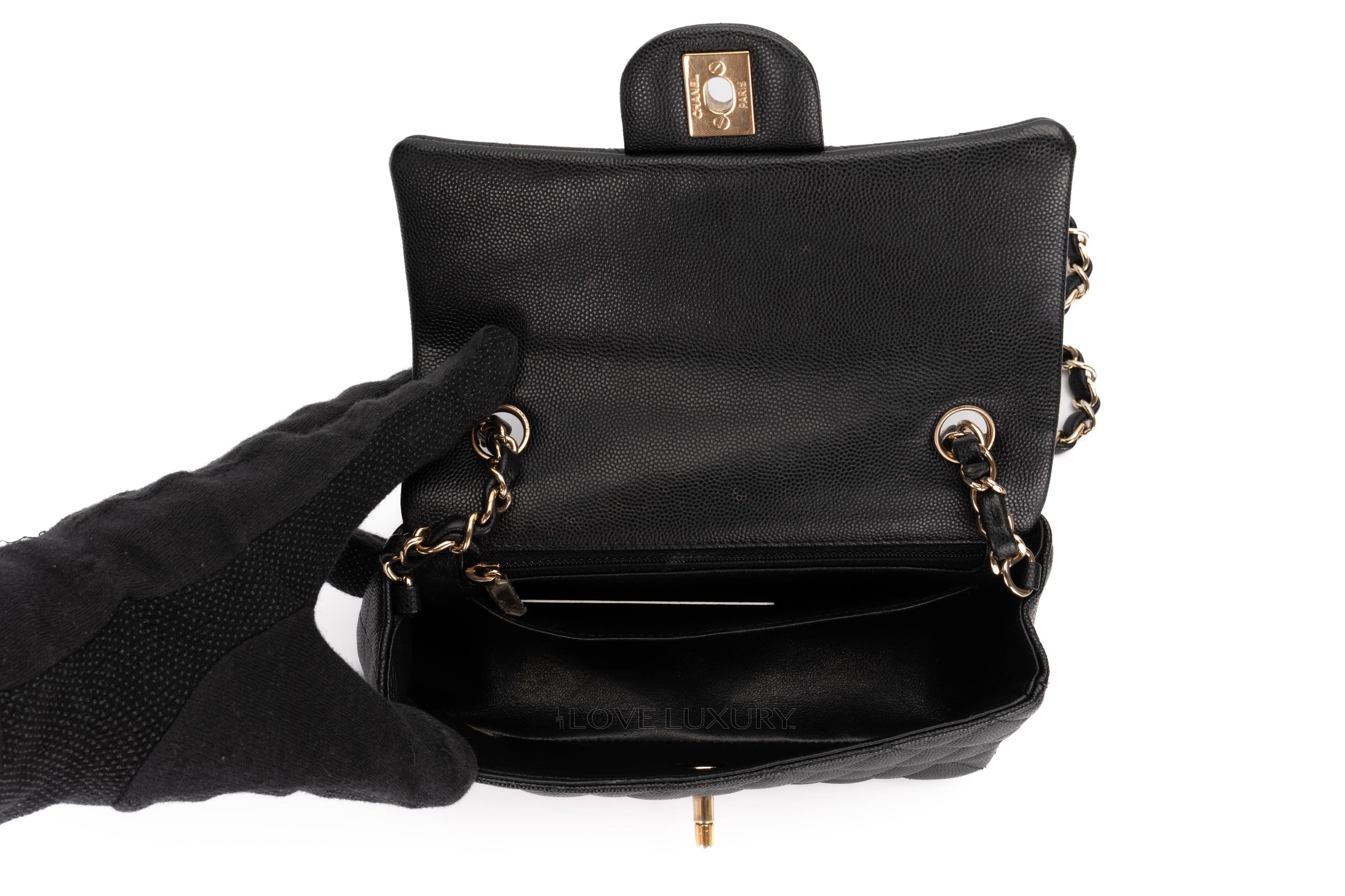 Chanel Mini Rectangular Black Caviar Gold Hardware - Luxury Shopping