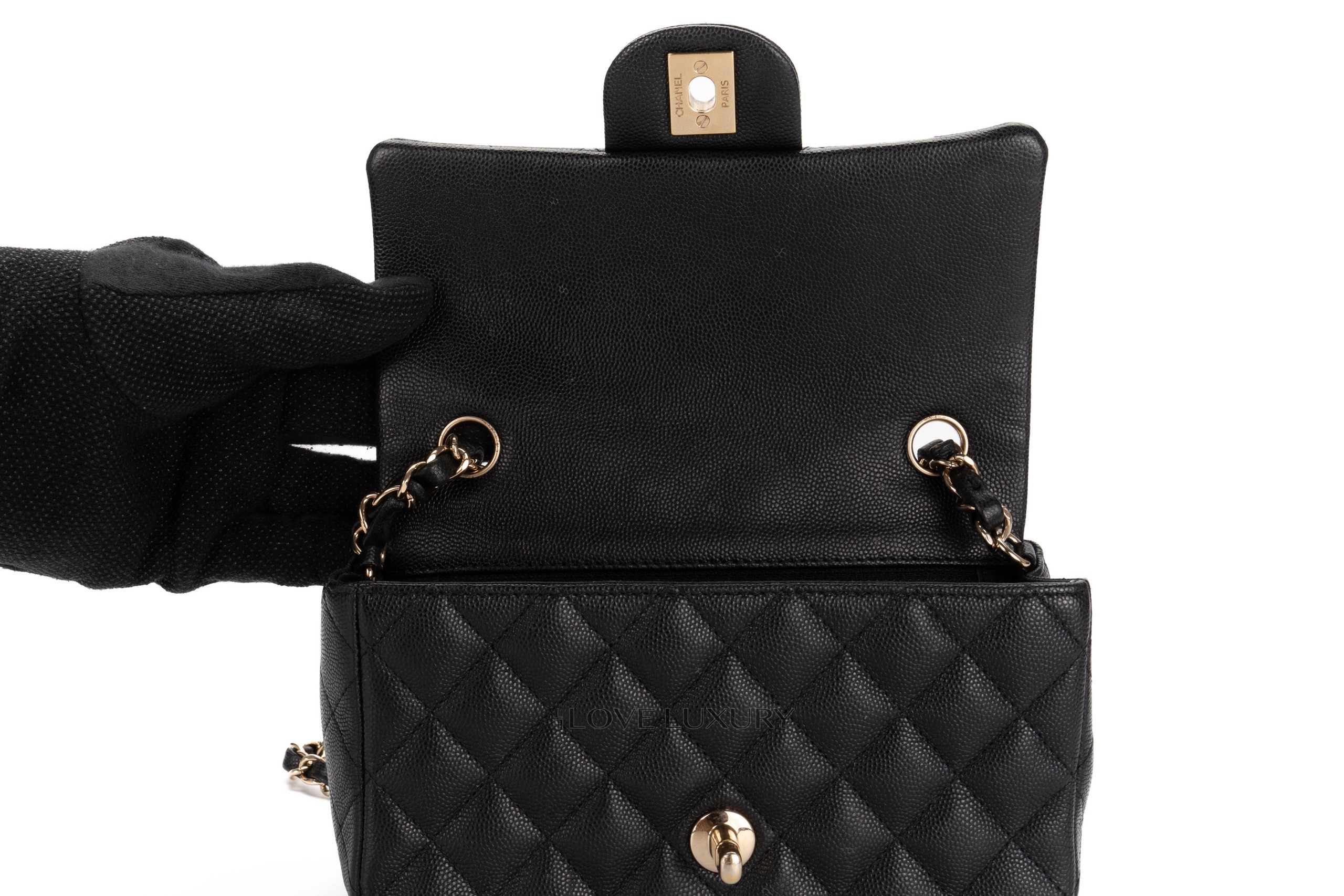 Chanel Mini Rectangular Black Caviar Gold Hardware - Luxury Shopping
