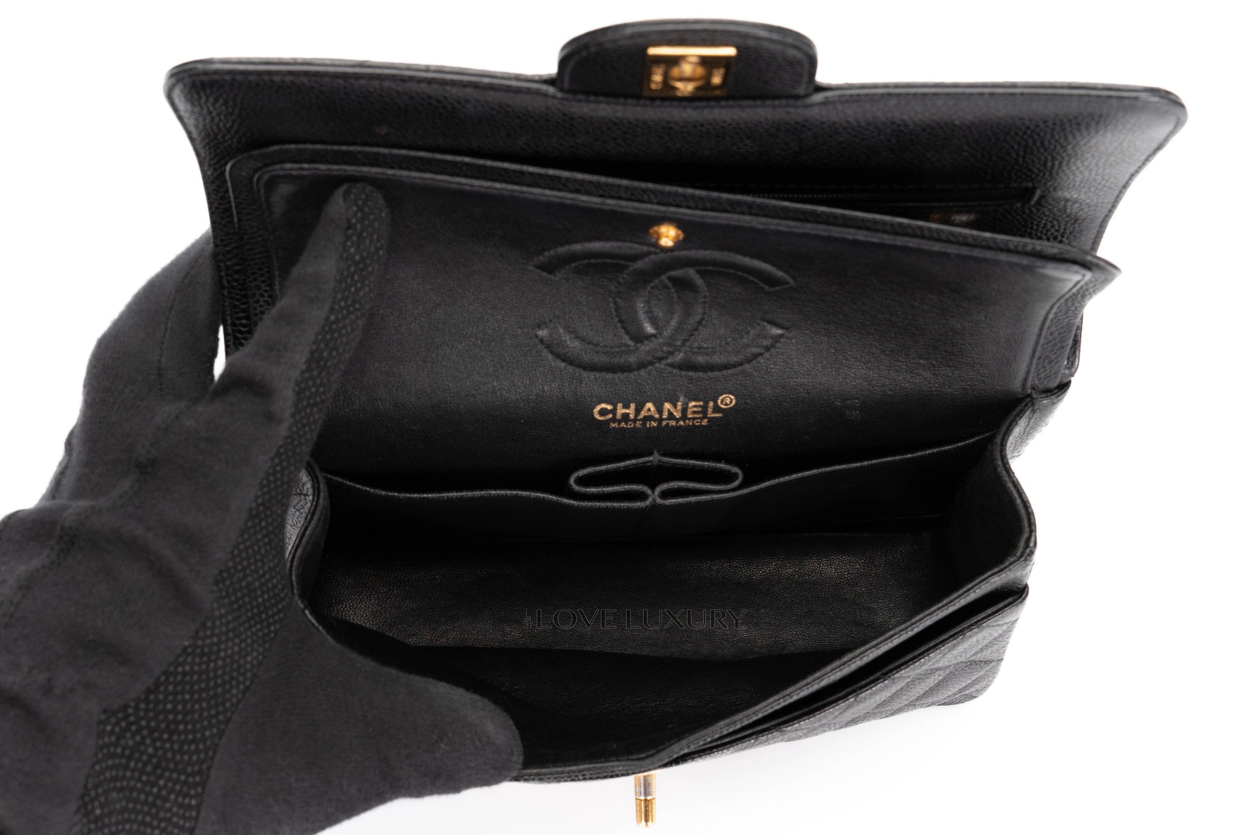 Chanel-Vintage-Small-Classic-Flap-Caviar-Gold-Hardware-11