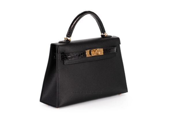 Hermès Mini Kelly Touch Alligator Epsom Black Gold Hardware - Luxury  Shopping
