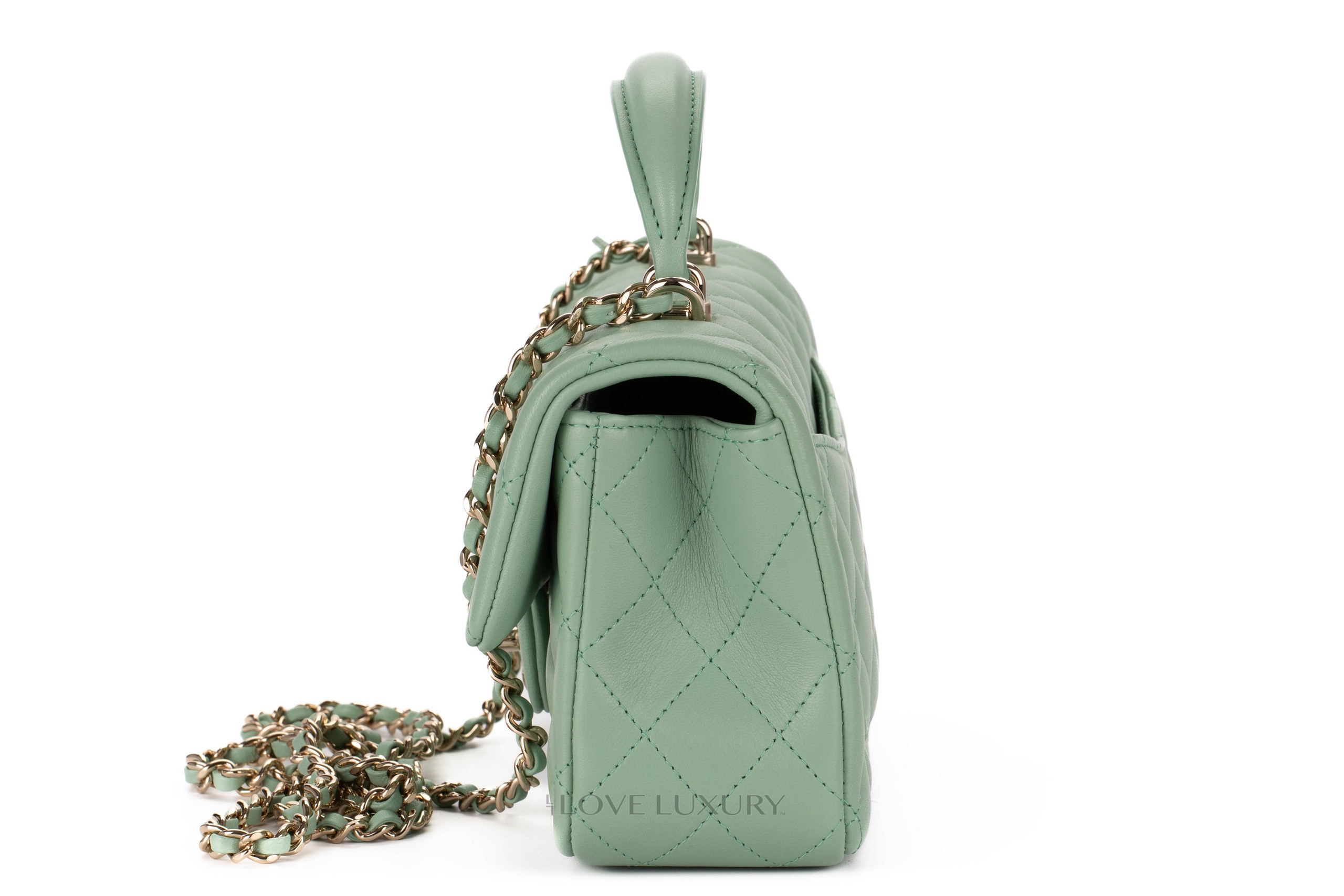 Chanel-Mini-Flap-Bag-Top-Handle-Lambskin-Mint-Green-Champagne-Hardware-4