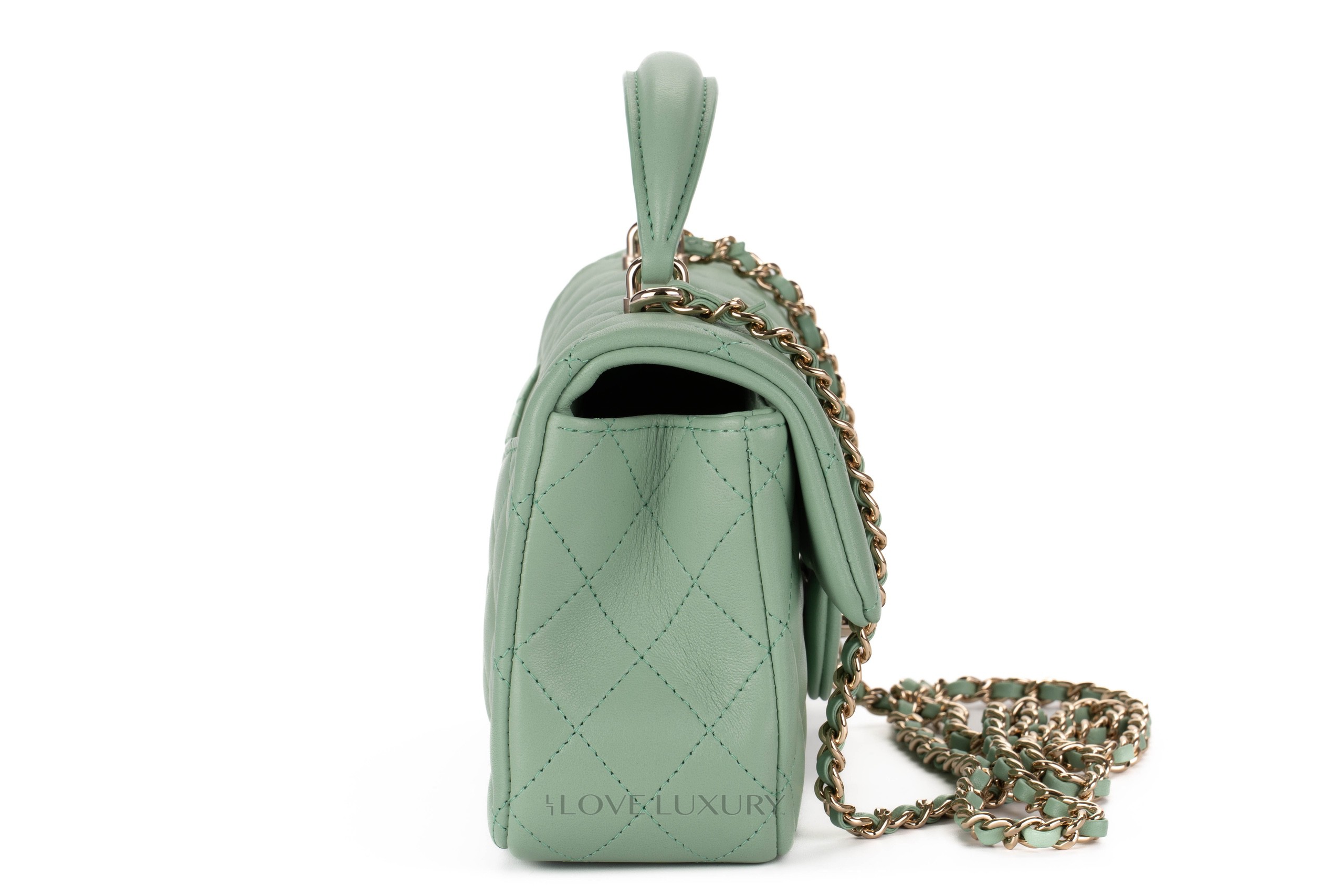 Chanel-Mini-Flap-Bag-Top-Handle-Lambskin-Mint-Green-Champagne-Hardware-5