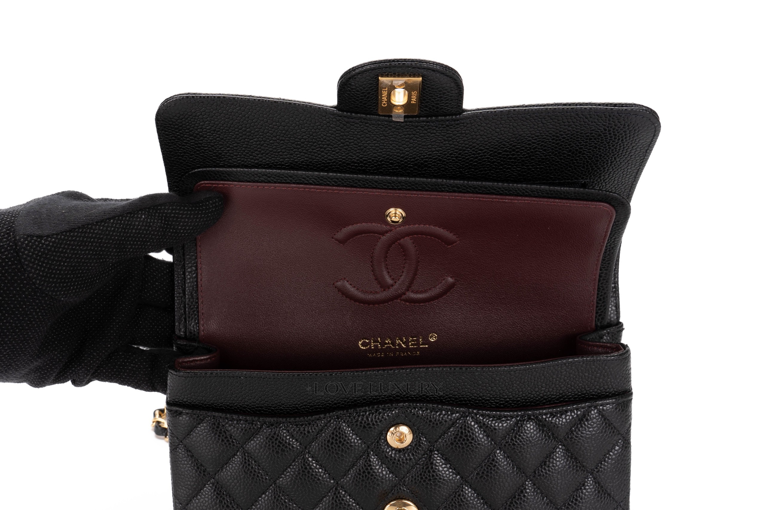 Chanel-Small-Classic-Flap-Caviar-Black-Gold-Hardware-as-new-2022-10