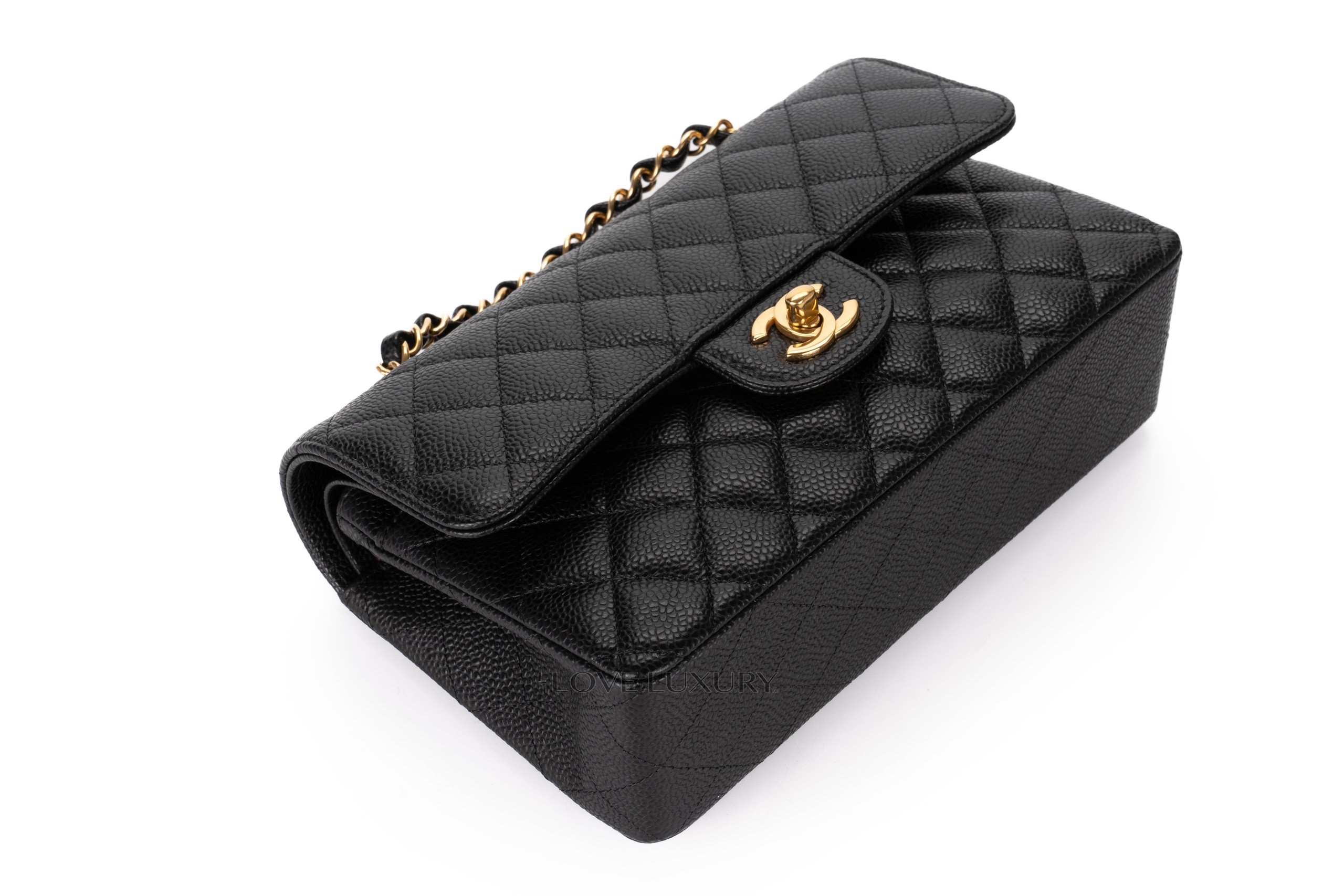 Chanel-Small-Classic-Flap-Caviar-Black-Gold-Hardware-as-new-2022-12