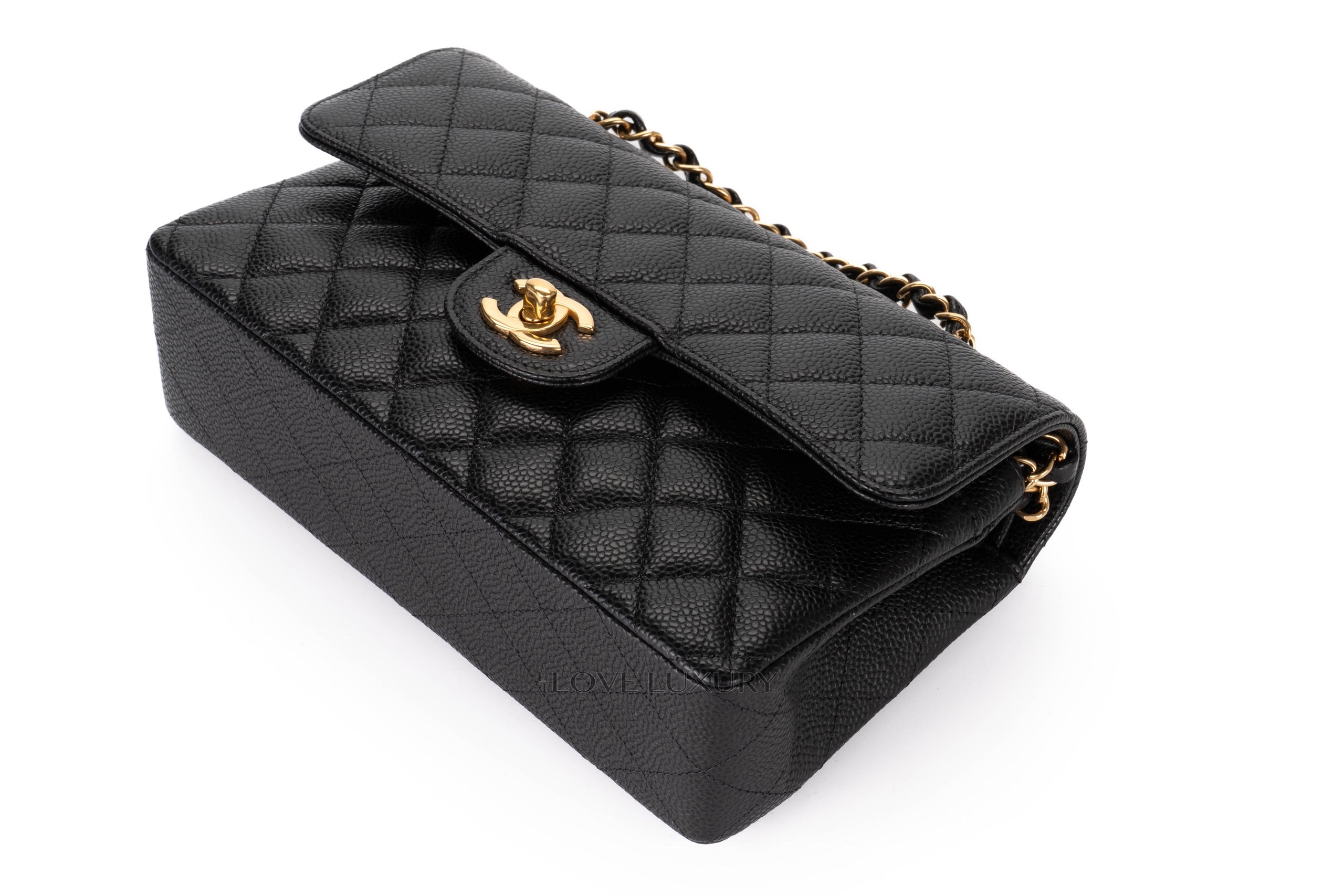 Chanel-Small-Classic-Flap-Caviar-Black-Gold-Hardware-as-new-2022-13