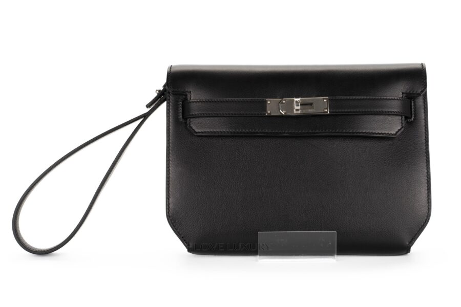 Hermès Kelly Depeches Black EverGrain Leather Palladium Hardware