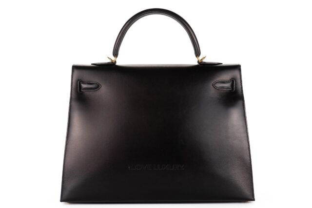 Hermès Vintage Kelly 35 Box Calf Leather Black Gold Hardware - Luxury ...