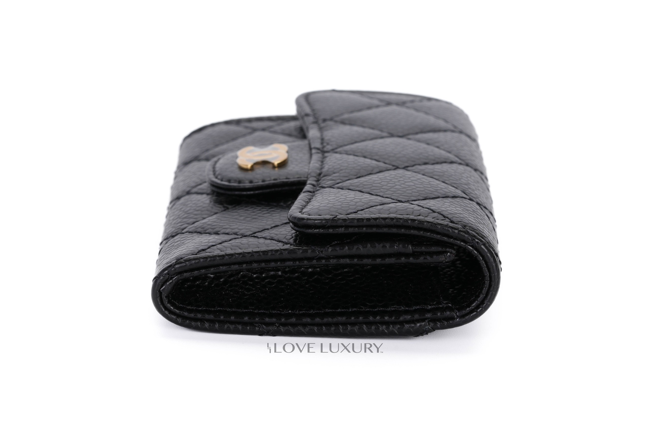 chanel flap card holder wallet caviar