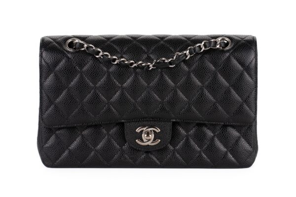 Chanel Medium Classic Flap Black Caviar Silver Hardware 23 series