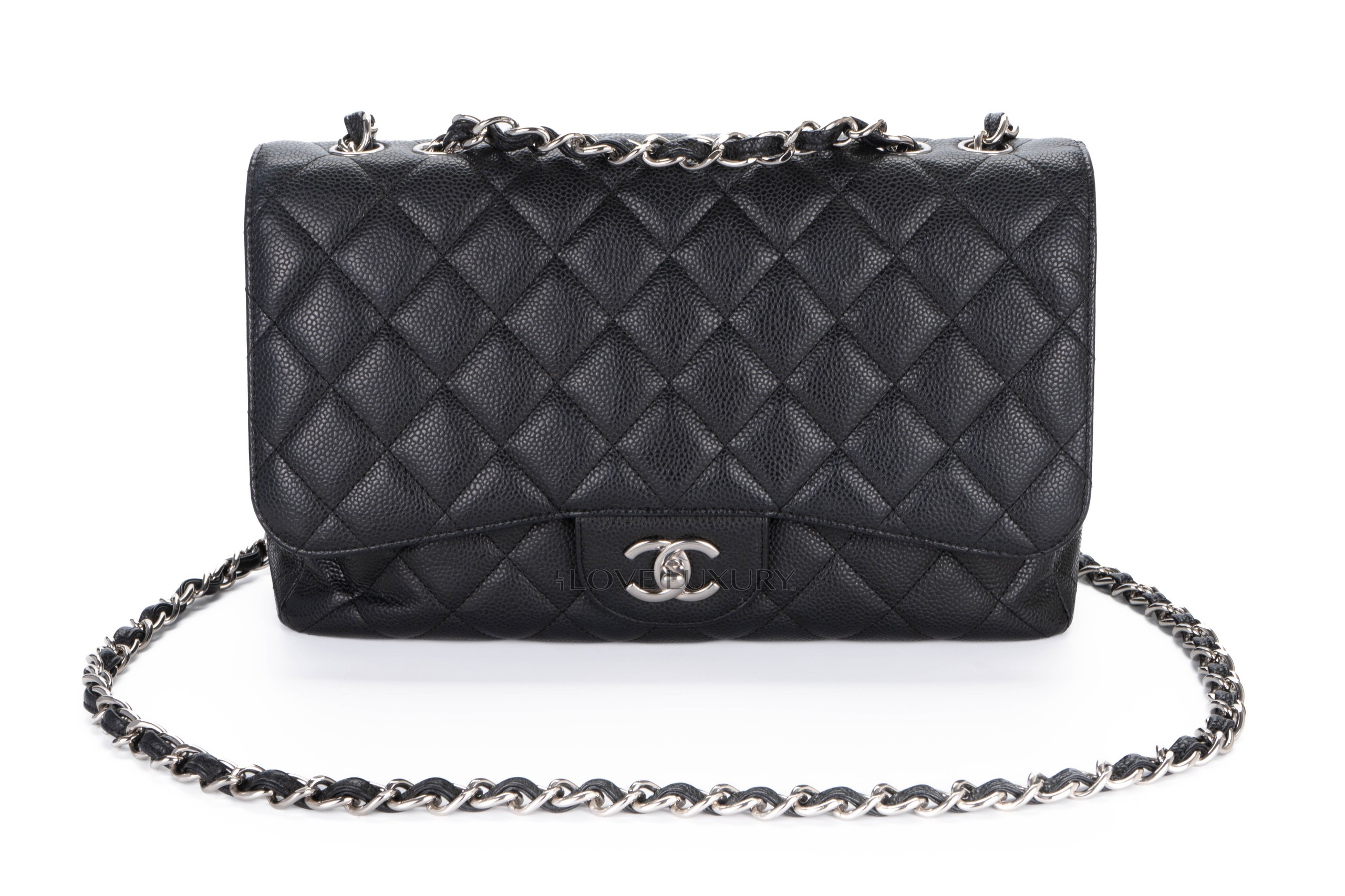 Chanel-Single-Flap-Caviar-Black-Silver-Hardware-14