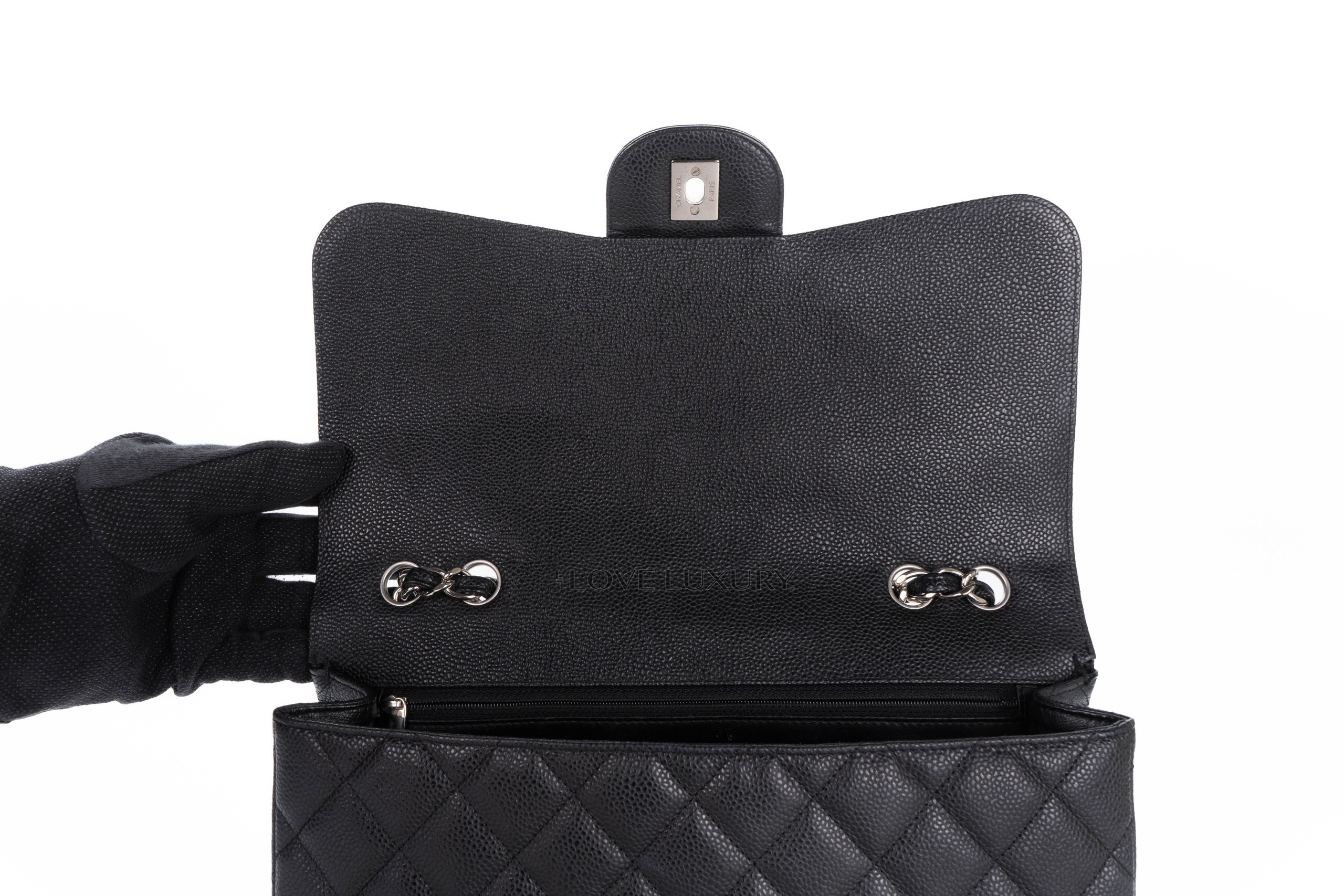 Chanel-Single-Flap-Caviar-Black-Silver-Hardware-8