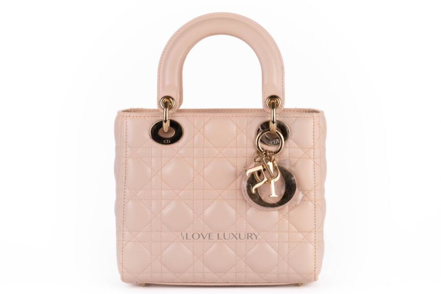 Dior Small Lady Dior Blush Pink Lambskin Champagne Hardware