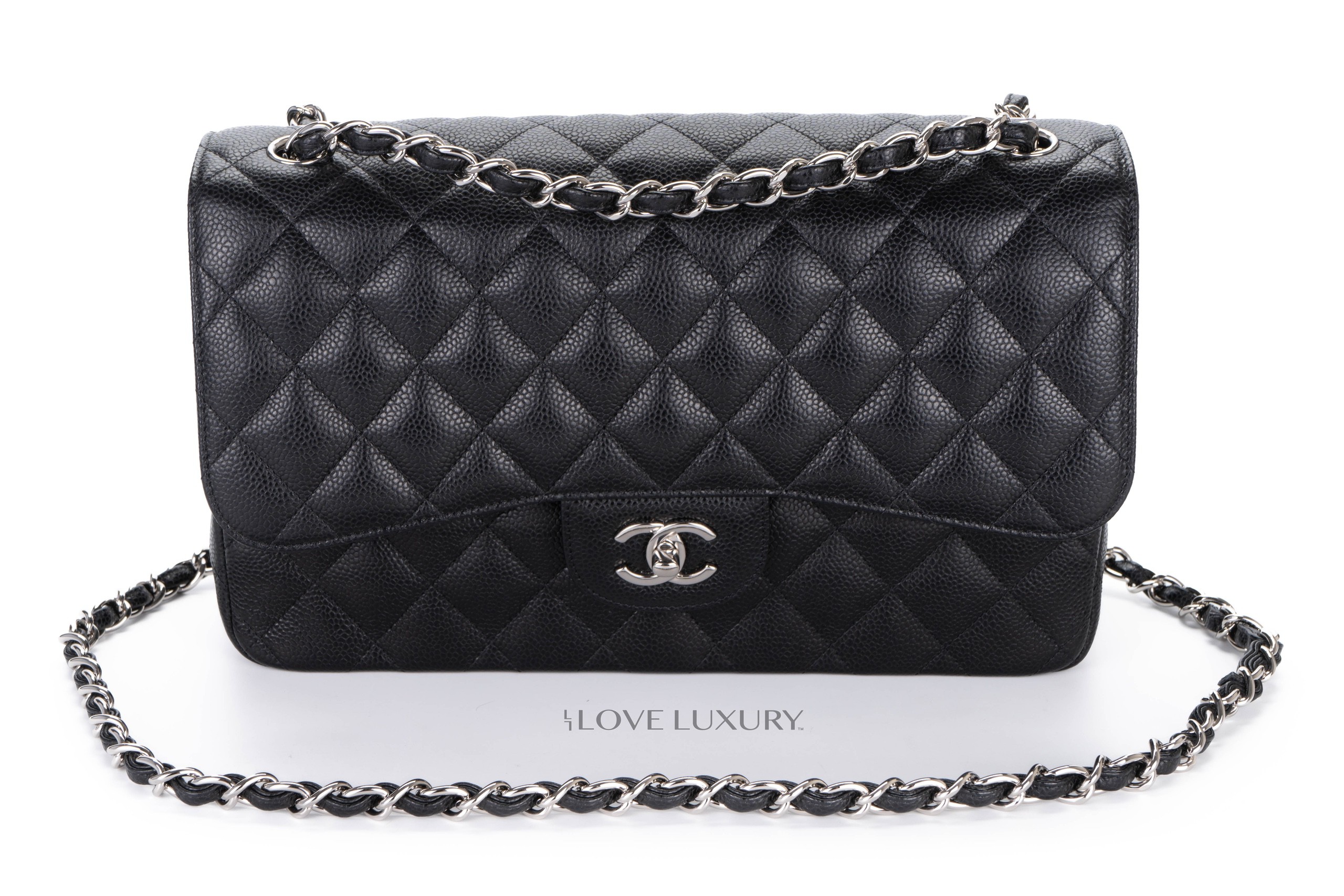 Chanel-Jumbo-Classic-Flap-Caviar-Black-Silver-Hardware-1499-8