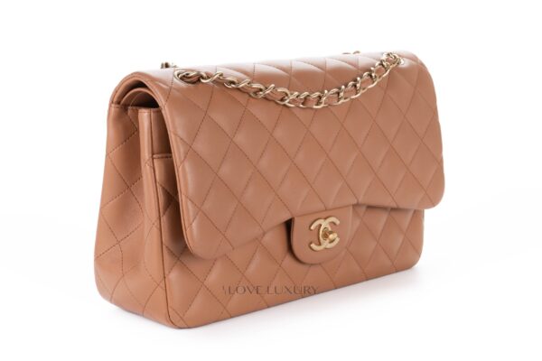 Chanel Jumbo Classic Flap Lambskin Brown Light Gold Hardware