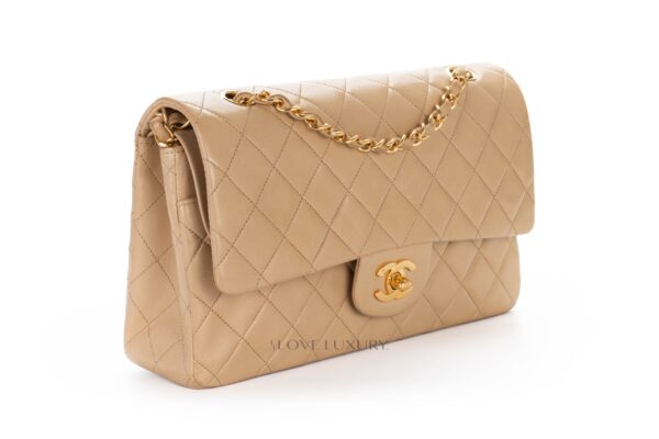 Chanel Medium Classic Flap Vintage Beige Gold Hardware