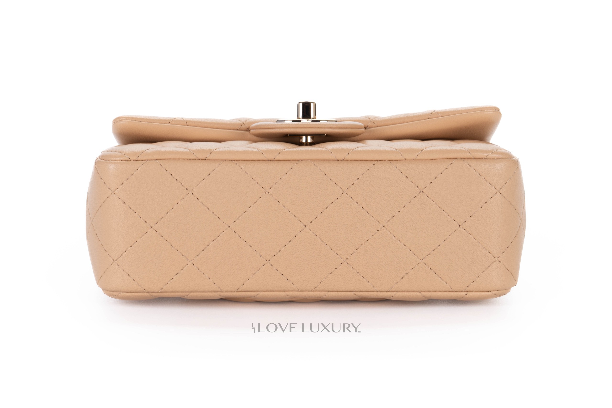 Chanel Mini Rectangular Flap Bag Beige Lambskin Light Gold Hardware ...