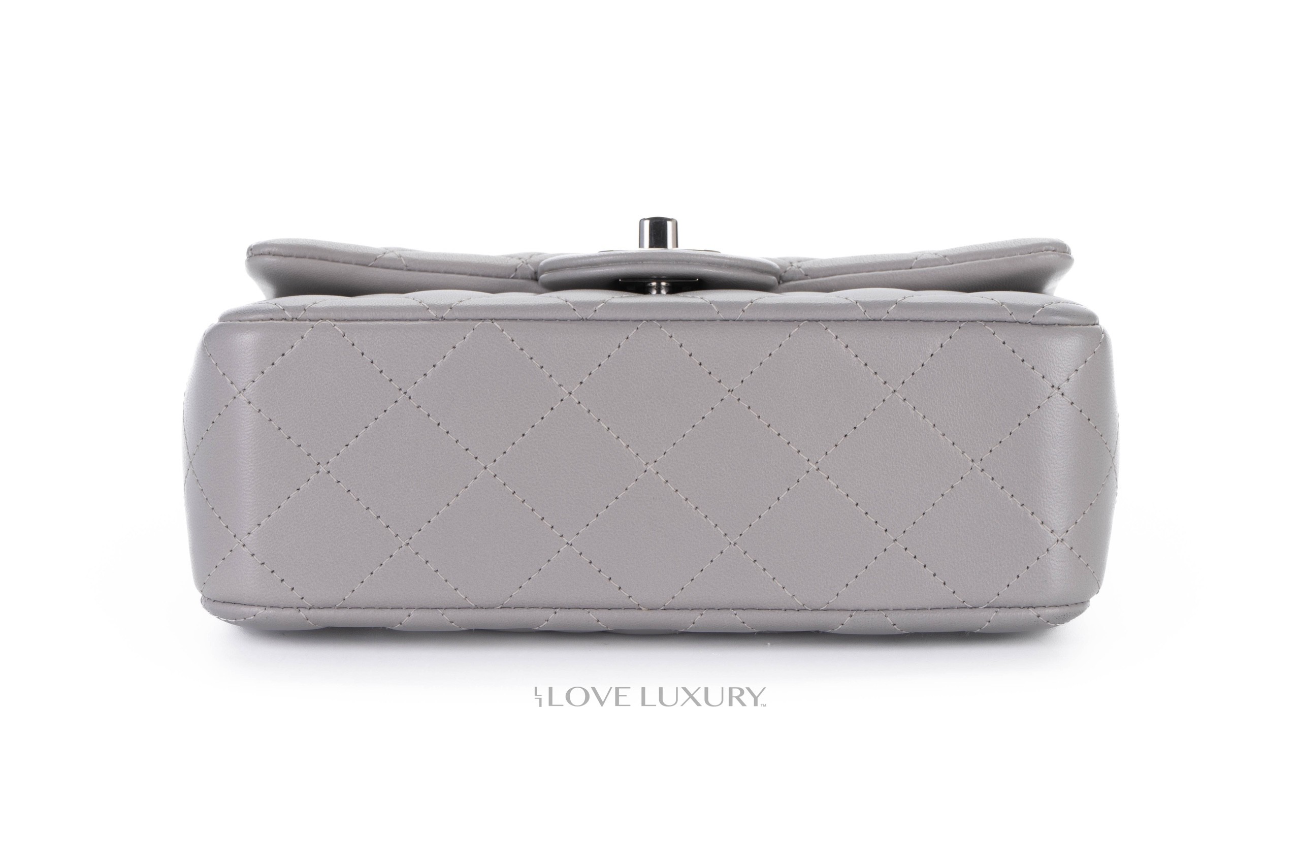 Chanel Mini Rectangular Flap Bag Grey Lambskin Silver Hardware - Luxury ...