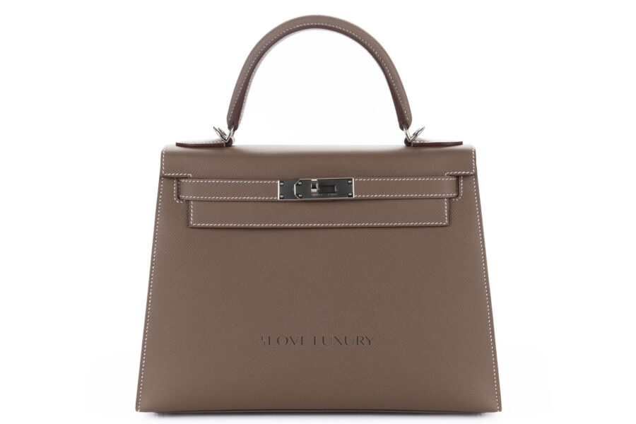 Hermes Kelly 28 Etoupe Epsom Palladium Hardware Luxury Shopping