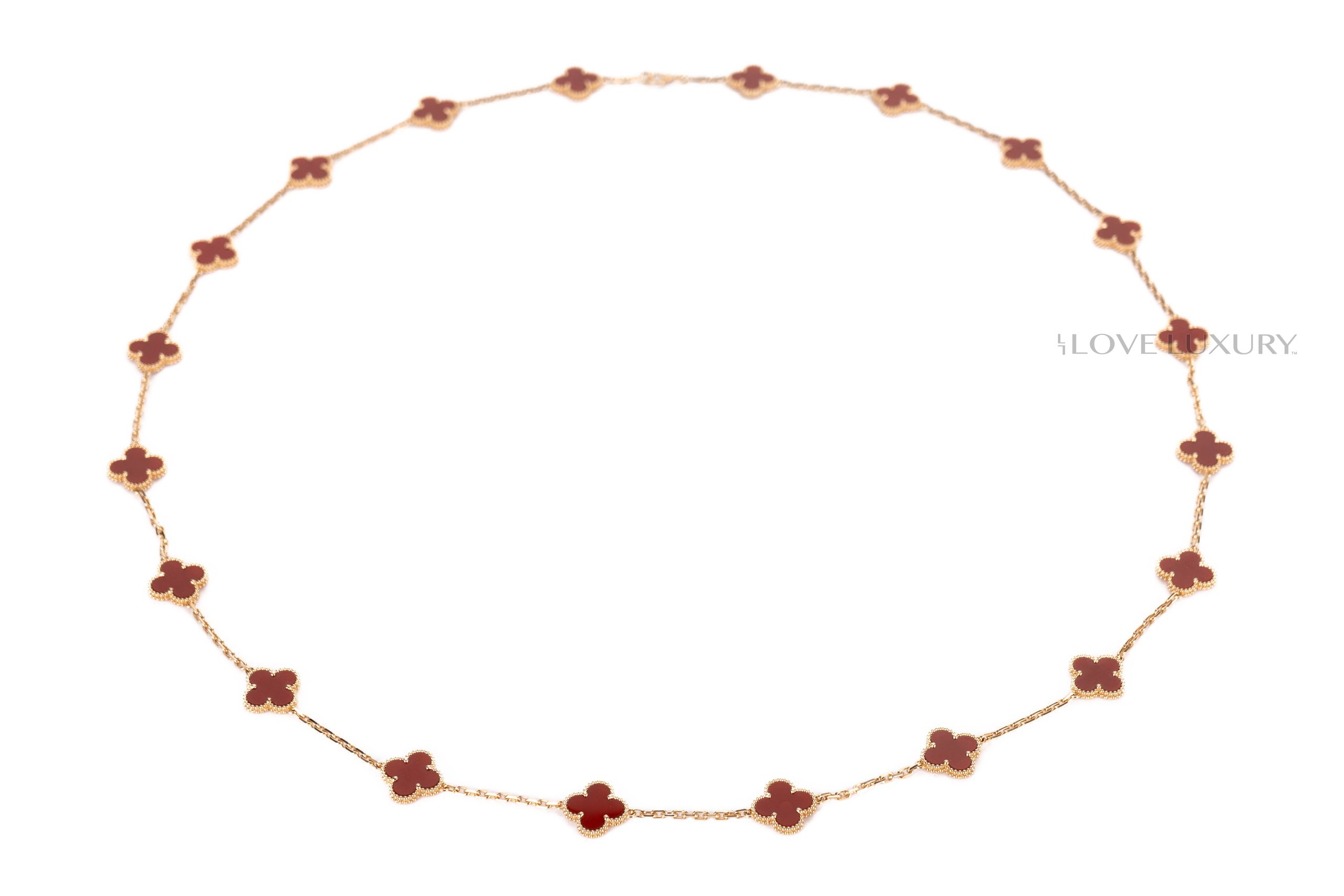 Van-Cleef-&-Arpels-Vintage-20-Motif-Alhambra-Carnelian-Yellow-Gold-Necklace-3