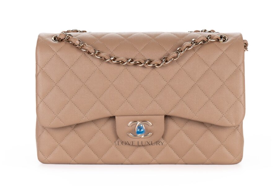 Chanel Jumbo Light Brown Caviar Light Gold Hardware Luxury Shopping