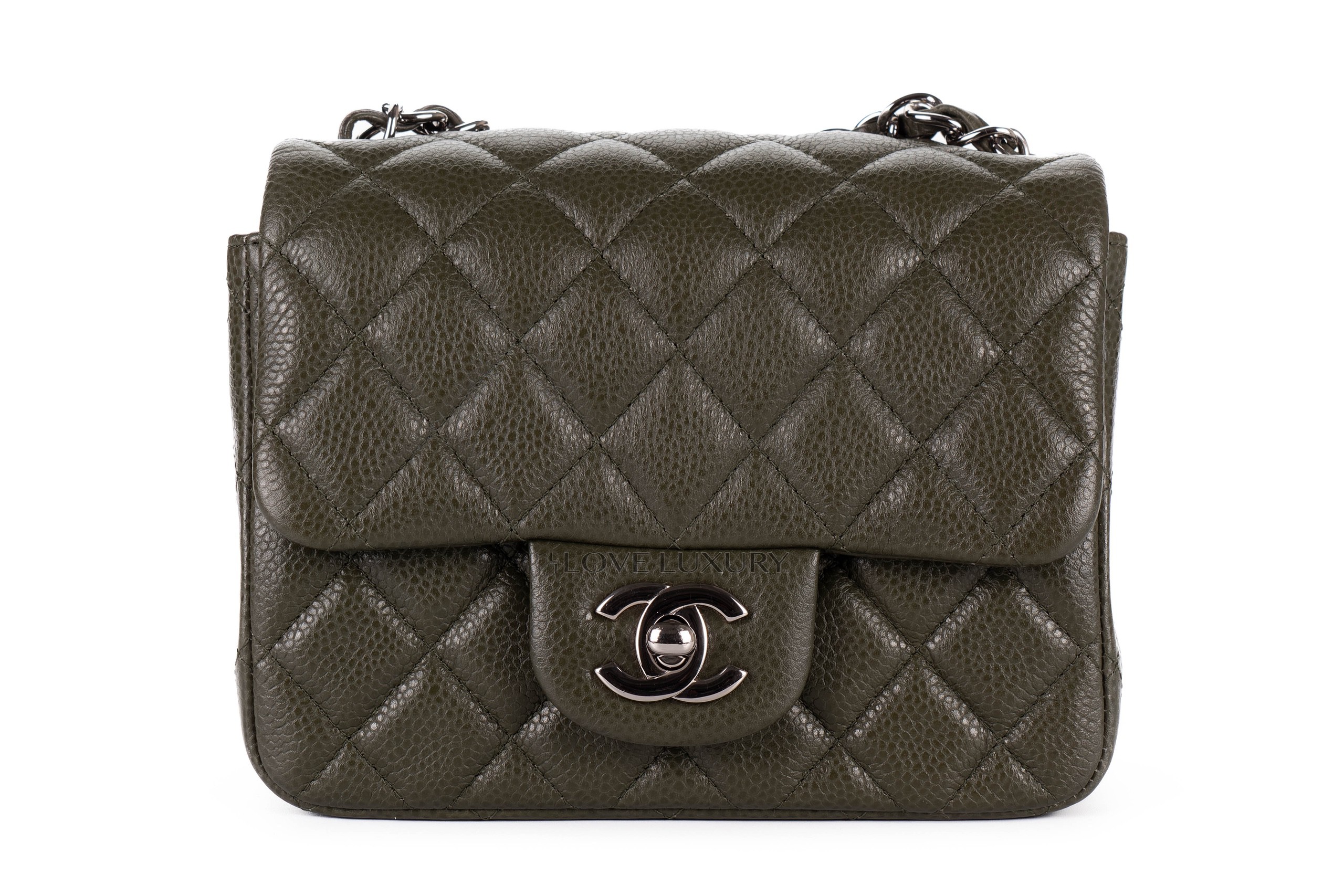 Chanel-Mini-Square-Army-Green-Caviar-Silver-Hardware-1