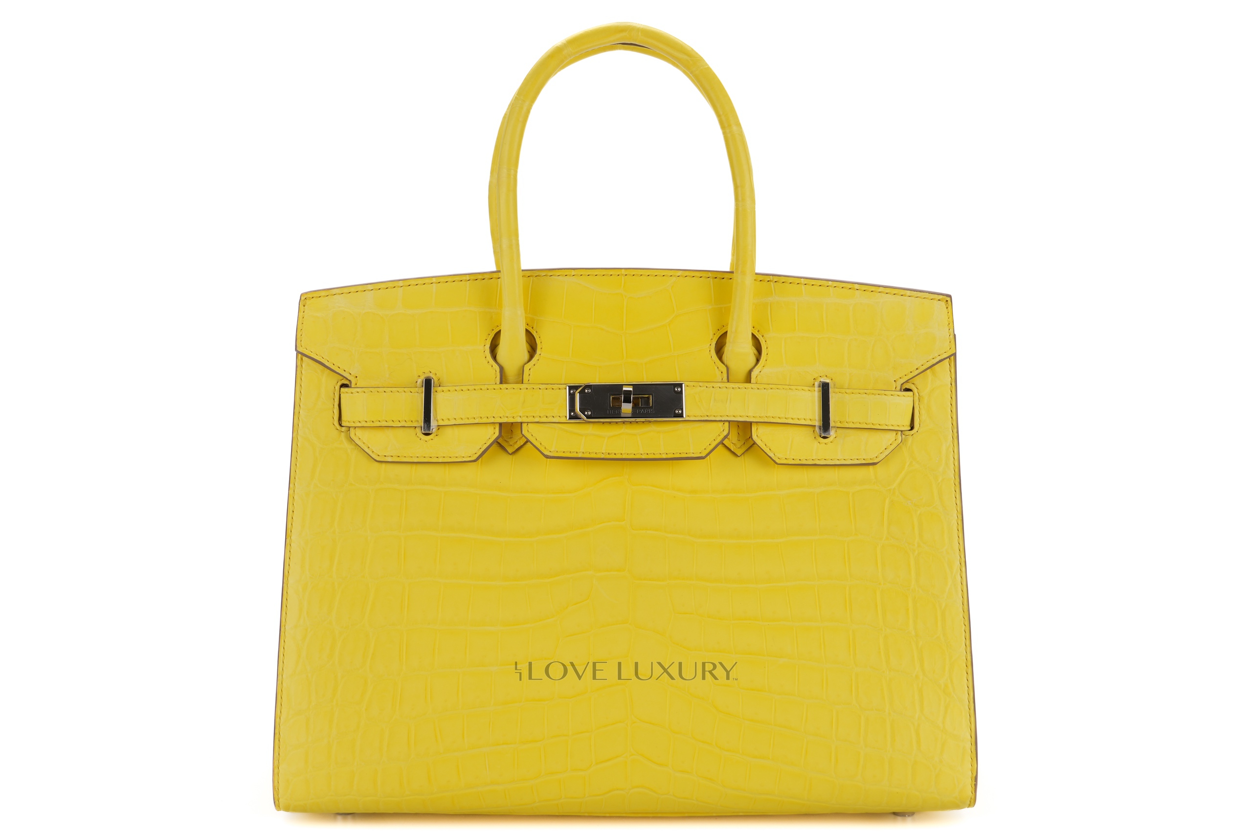 Hermes Birkin 30 Jaune Citron Sellier Crocodile Niloticus Palladium Hardware