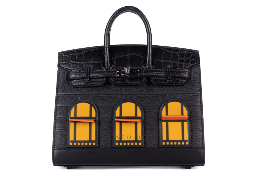 Hermes Limited Edition Birkin Faubourg Sellier 20 Veau Madame Matte Alligator Sombrero Epsom and Swift Leather Black Matte Hardware Luxury Shopping