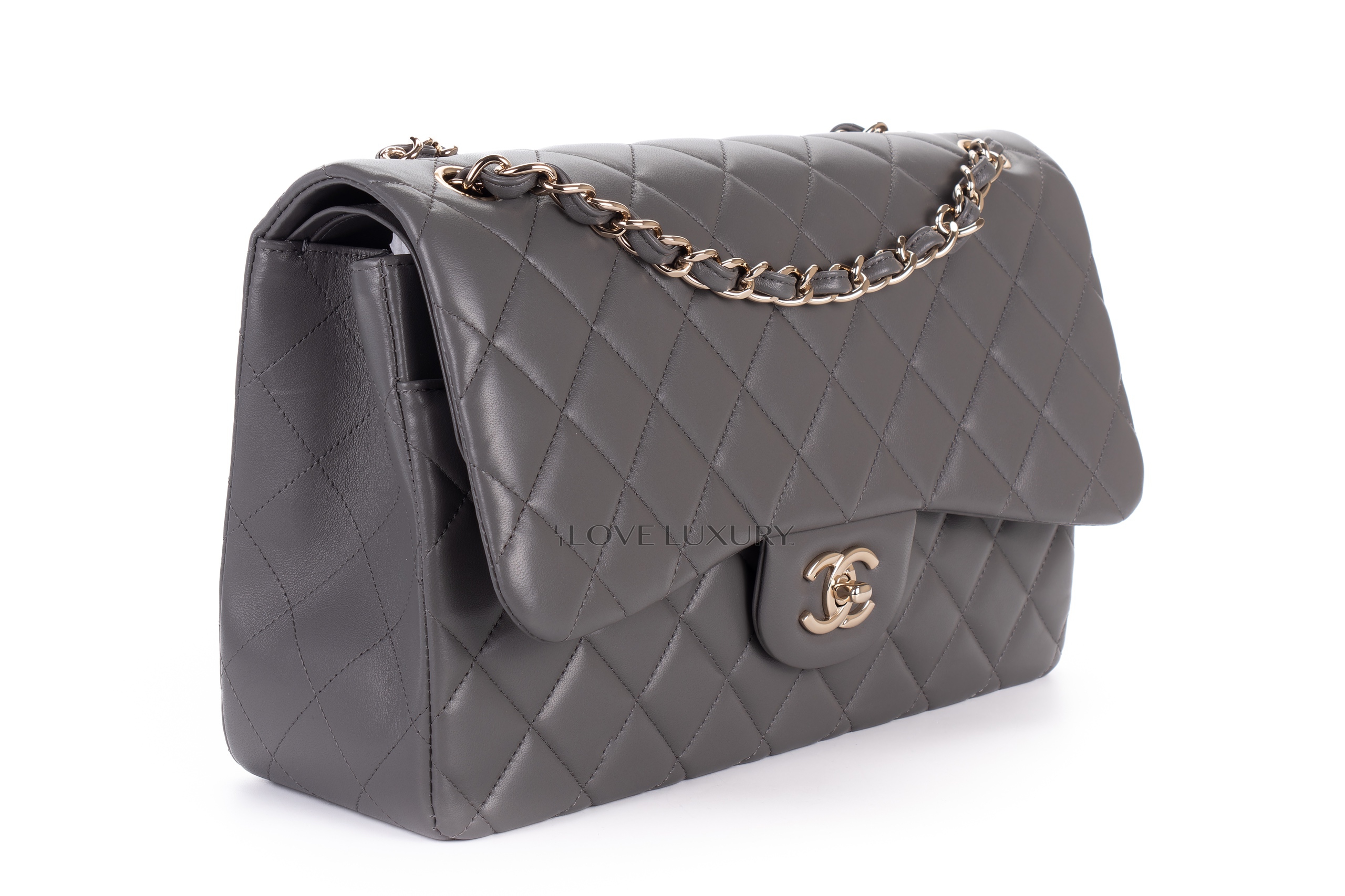 Chanel-Jumbo-Classic-Flap-Light-Grey-Lamsbkin-Light-Gold-Hardware-2